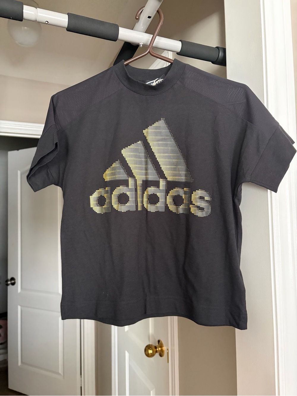 adidas Black Tee with Gold Dot Logo